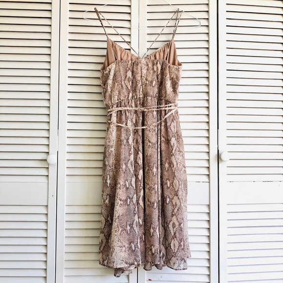 Banana Republic Animal Snake Python Print Blouson Waist Flowy Slip Dress XS PXS - Picture 4 of 10